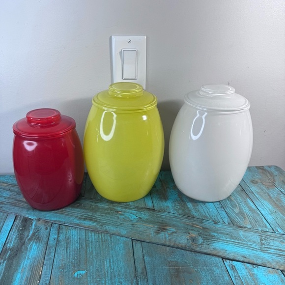 1950’s Bartlett Collin’s Mid Century Modern Vintage Glass Cookie Jar Set of 3 - Picture 15 of 16